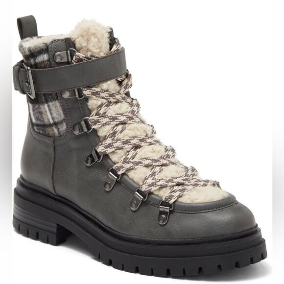 BNIB Sam Edelman Gray Faux Shearling Boot Sz 9.5 - Picture 1 of 7